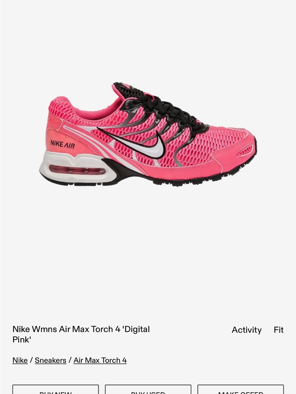Nike Women’s Athletic Shoes in Hot Pink Air Max Touch 4